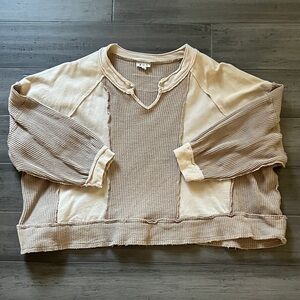 POL Textured Long Sleeve Top